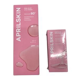 NEW Lot Of 2 APRILSKIN Pink Aloe Vita Toner (250ml) + Mucin Serum (30ml)